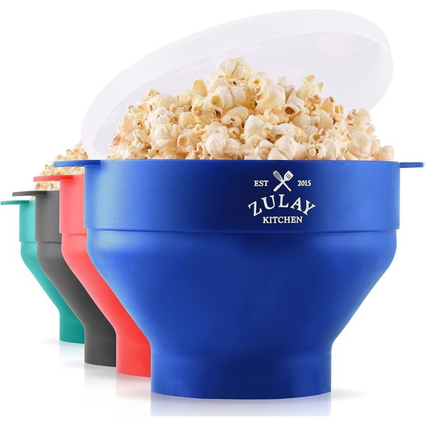 Zulay Kitchen Silicone Popcorn Maker  Blue ZULB083SPMH7R